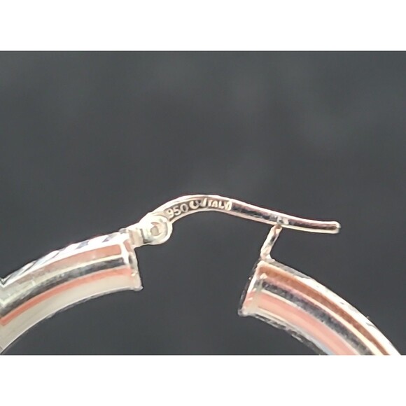 Milor Italian 950 Silver Etched Hoop Earrings Vintage - Picture 7 of 10